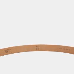 Pre Owned Chanel Coral Orange Leather CC Pearl Detail Belt 85CM