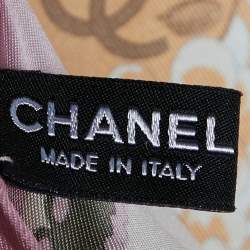 Pre Owned Chanel Pink Printed Silk Square Scarf