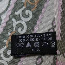 Pre Owned Chanel Pink Printed Silk Square Scarf