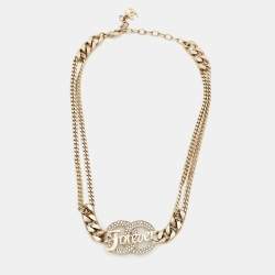 Pre Owned Chanel CC Forever Crystals Gold Tone Necklace