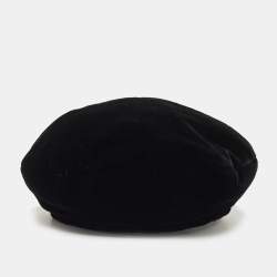 Chanel Black Velvet Beret Hat M