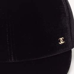 Pre Owned Chanel Black Velvet Casquette Cap S