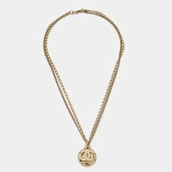 Chanel CC Coco Gold Tone Metal Chain Necklace