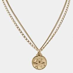 Chanel CC Coco Gold Tone Metal Chain Necklace