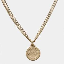 Chanel CC Coco Gold Tone Metal Chain Necklace