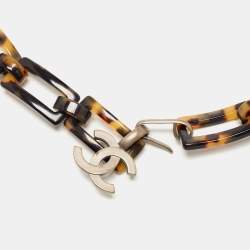Chanel Brown Tortoise Acetate Chain Link CC Waist Belt 