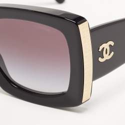 Chanel Black/Gold Gradient CC Rectangular Sunglasses