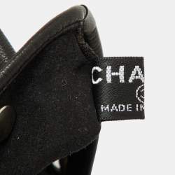Pre Owned Chanel CC Laser Cut Detail Fingerless Gloves 7.5