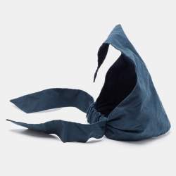 Pre Owned Chanel Navy Blue Cotton Tie Detail Head Band