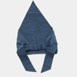 Pre Owned Chanel Navy Blue Cotton Tie Detail Head Band