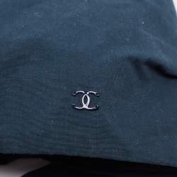 Pre Owned Chanel Navy Blue Cotton Tie Detail Head Band