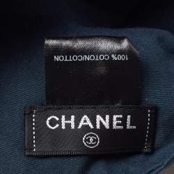 Pre Owned Chanel Navy Blue Cotton Tie Detail Head Band