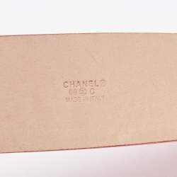 Pre Owned Chanel Orange Patent Leather CC Plaque Buckle Belt 75CM