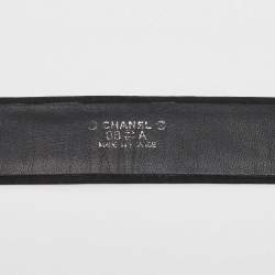 Pre Owned Chanel Black Satin Buckle Belt 75 CM