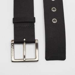 Pre Owned Chanel Black Satin Buckle Belt 75 CM