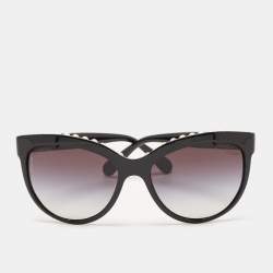 Pre Owned Chanel Black Gradient 6040-H Pearl Embellished Butterfly Sunglasses
