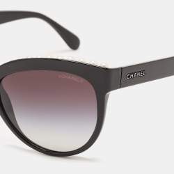 Pre Owned Chanel Black Gradient 6040-H Pearl Embellished Butterfly Sunglasses