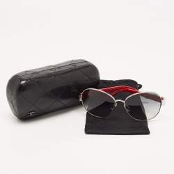 Chanel Red Gradient CC Quilted Aviator Sunglasses