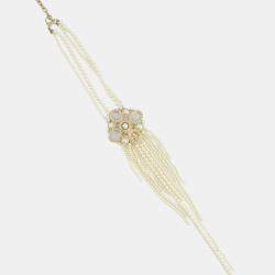 Chanel Choker Long Pearl Necklace with Antique Gold Pendant