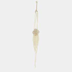 Chanel Choker Long Pearl Necklace with Antique Gold Pendant