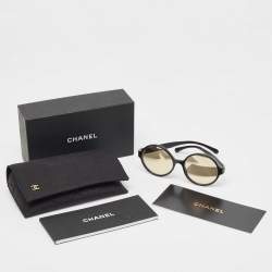 Chanel Black/Gold Mirrored 71311 Round Sunglasses