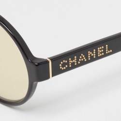 Chanel Black/Gold Mirrored 71311 Round Sunglasses