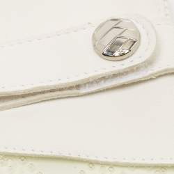 Pre Owned Chanel White Leather and PVC Fingerless Gloves Size 7.5