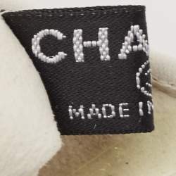 Pre Owned Chanel White Leather and PVC Fingerless Gloves Size 7.5