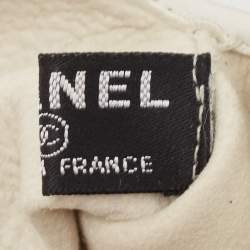 Pre Owned Chanel White Leather and PVC Fingerless Gloves Size 7.5