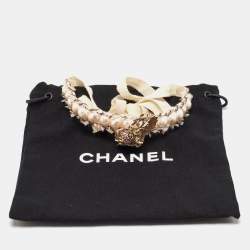 Pre Owned Chanel Strass Bee Crystal Enamel Gold Tone Fabric Choker Necklace