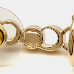 Pre Owned Chanel Coco Script Crystal Gold Tone Climber Earrings 