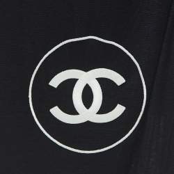 Pre Owned Chanel Black CC Logo Embroidered Cashmere and Silk Knit Scarf