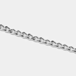 Pre Owned Chanel Logo Crystal Silver Tone Necklace