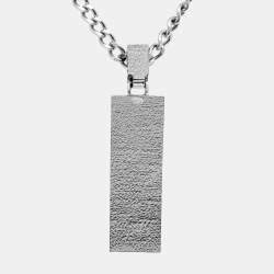 Pre Owned Chanel Logo Crystal Silver Tone Necklace