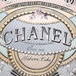 Chanel Multicolor Habana Cuba Print Silk Square Scarf