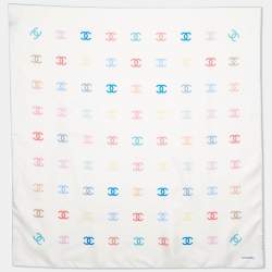Chanel Cream All-over CC Print Silk Square Scarf