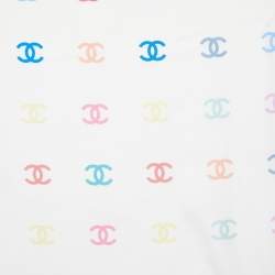 Chanel Cream All-over CC Print Silk Square Scarf