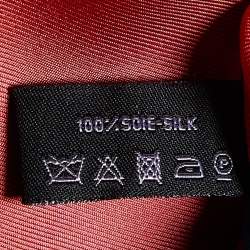 Chanel Red Geometric Logo Print Silk Square Scarf