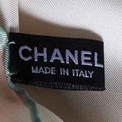 Chanel Cream All-over CC Print Silk Square Scarf