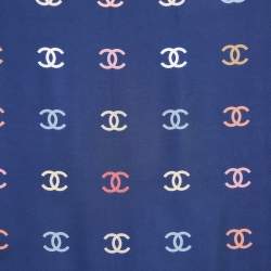 Chanel Navy Blue All-Over CC Print Silk Square Scarf
