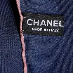 Chanel Navy Blue All-Over CC Print Silk Square Scarf