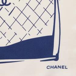 Chanel Cream Luggage Print Silk Square Scarf