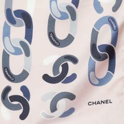 Pre Owned Chanel Light Pink CC Chain Print Silk Square Scarf