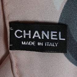 Pre Owned Chanel Light Pink CC Chain Print Silk Square Scarf