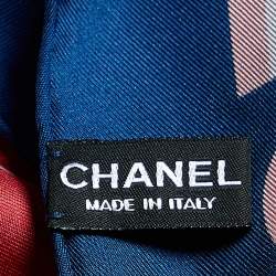 Pre Owned Chanel Navy Blue Cruise Flags Print Silk Square Scarf