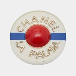 Chanel La Pausa Platic Resin Gold Tone Brooch