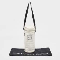 Chanel White Quilted Nylon Sport Line Bottle Holder
