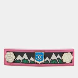 Pre Owned Chanel Pink CC Multicolor Motif Hair Clip Barrette