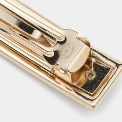 Pre Owned Chanel Logo Bi-color Enamel Gold Tone Hair Clip Barrette