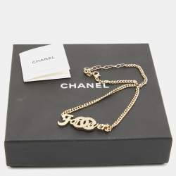 مملوكة مسبقًا Chanel CC Forever Crystal Gold Tone Necklace